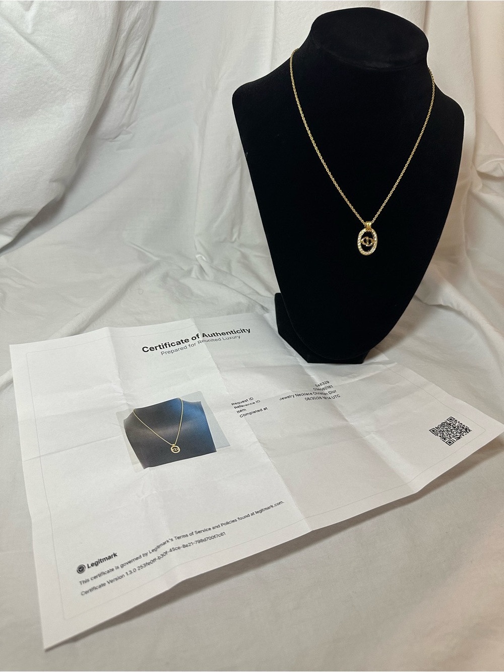 Authentic Vintage Christian Dior CD Crystal Pendant Necklace w/ Certificate